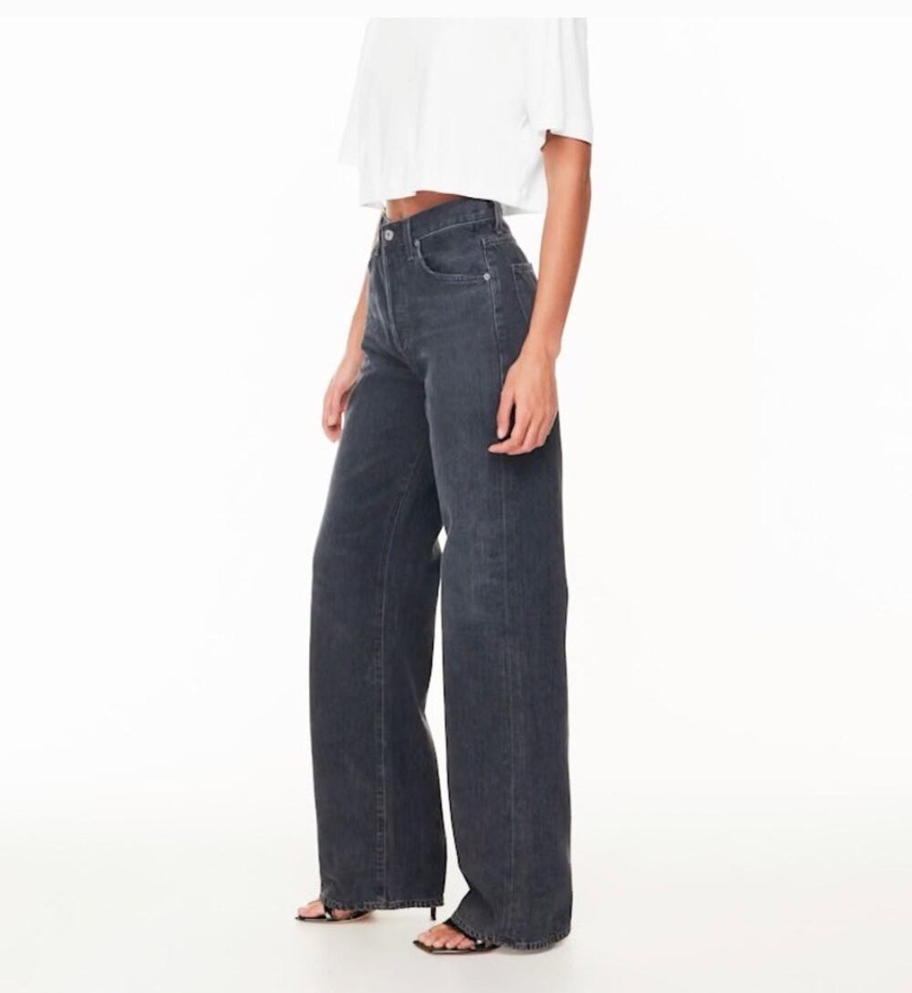 CITIZENS OF HUMANITY Annina Wide Leg Jeans in Fade to Black